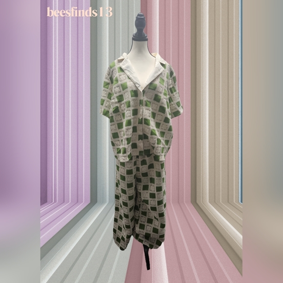 Anthropologie Flat White Kint Button Down and Pants Set, 2X NWT - Picture 3 of 7